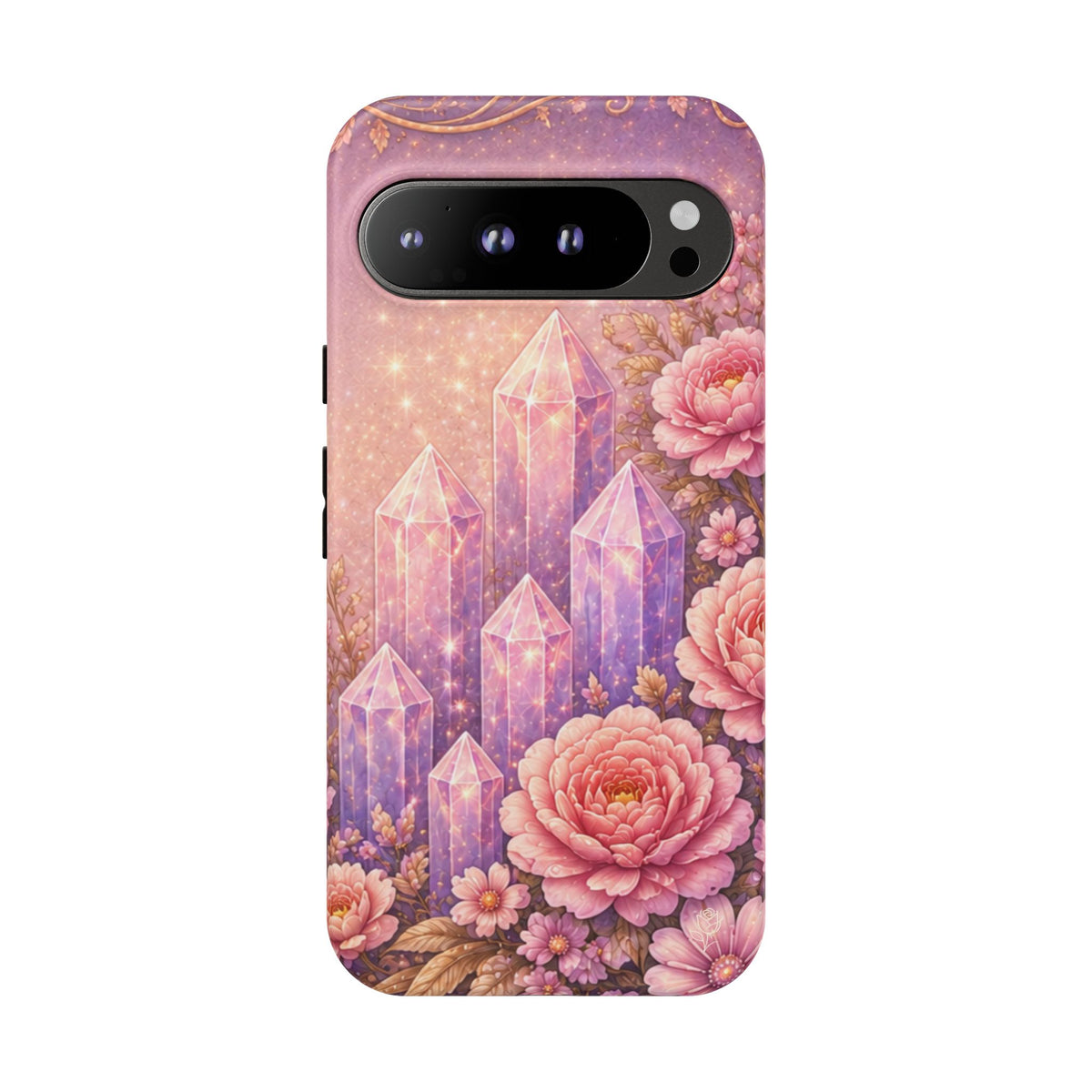 Google Pixel Lilac Quartz Garden Phone Case — Pink Floral Crystal Phone Cover