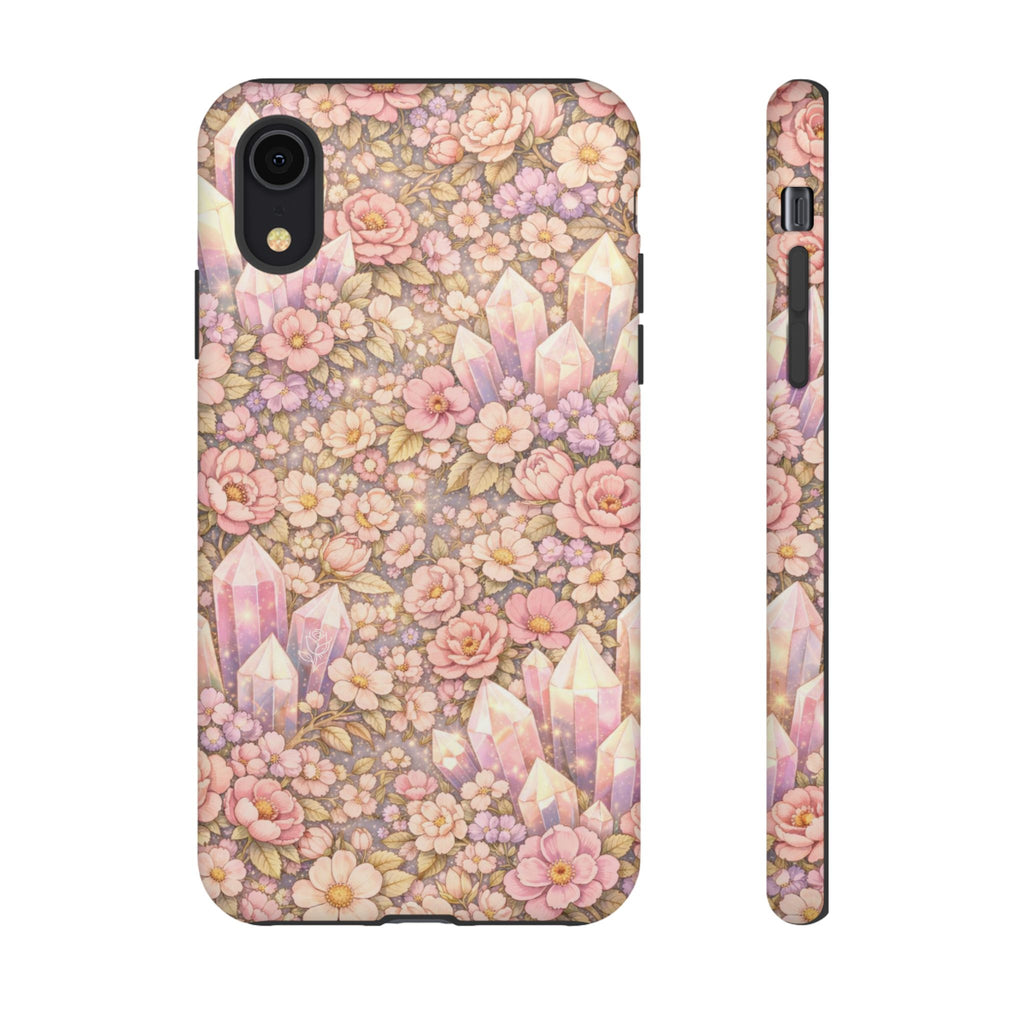 iPhone Case — Angelic Crystal Garden Phone Case — Pink Floral Quartz Protective Cover