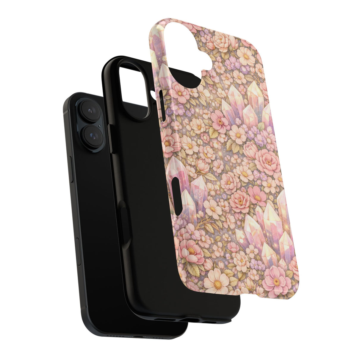iPhone Case — Angelic Crystal Garden Phone Case — Pink Floral Quartz Protective Cover