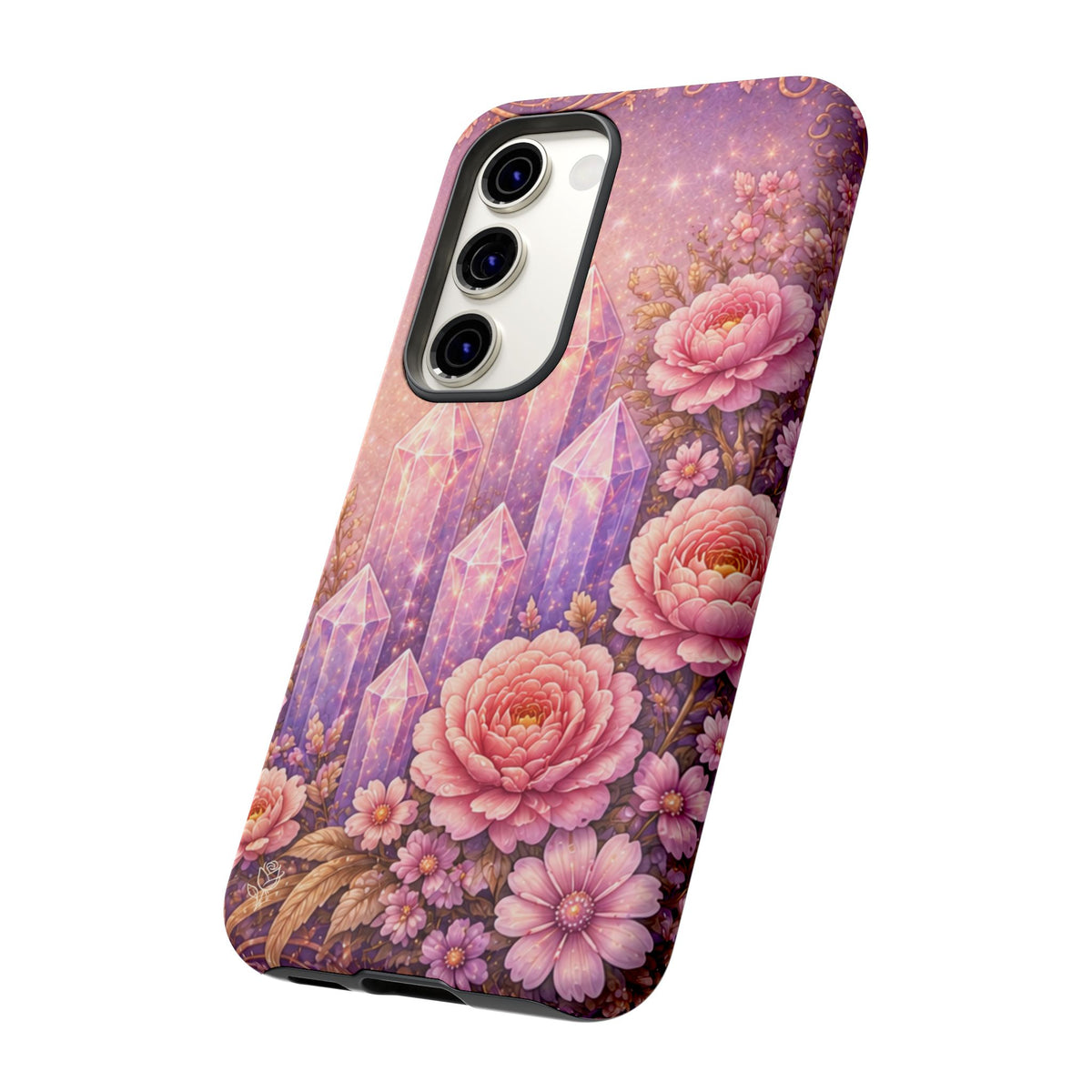 Samsung Galaxy Crystal Garden Phone Case — Pink Floral Crystal Phone Cover