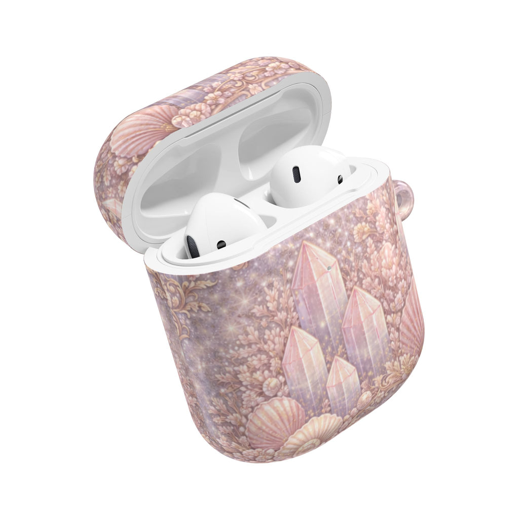 Lemurian Mermaid Crystal Garden AirPod Case — Pastel Seashell Protective Cover for AirPod