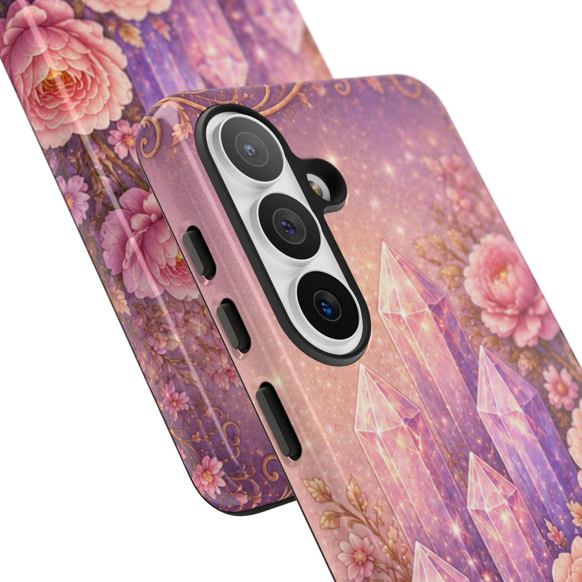 Samsung Galaxy Crystal Garden Phone Case — Pink Floral Crystal Phone Cover