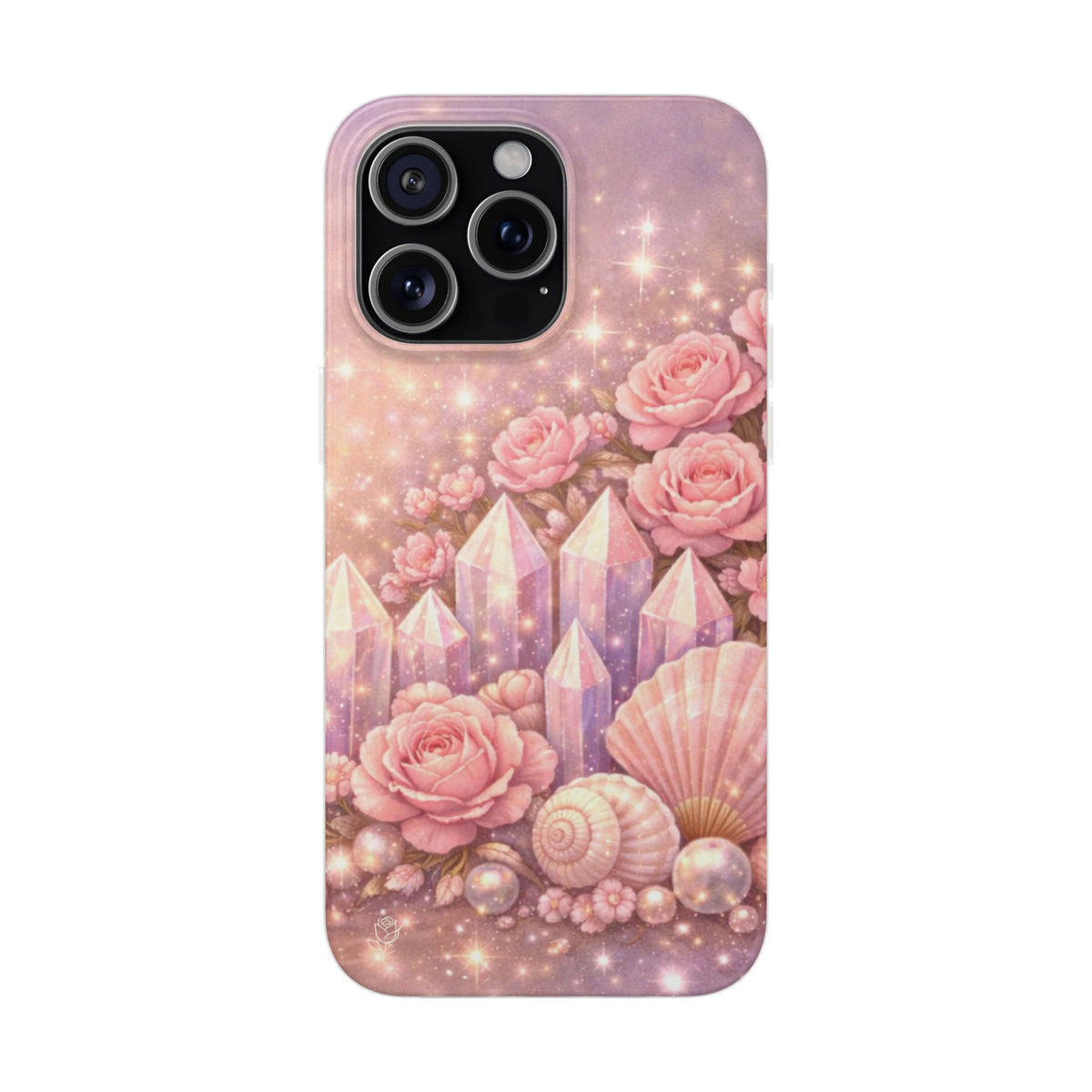 iPhone Case Lemurian Rose Crystal Garden — Sparkling Pastel Floral iPhone Cover
