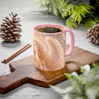 Archangel Glory (Shekinah) Art Ceramic Mug — Feminine Presence of Metatron – Pink Interior & Handle, Floral Archangel Illustration (11oz & 15oz)