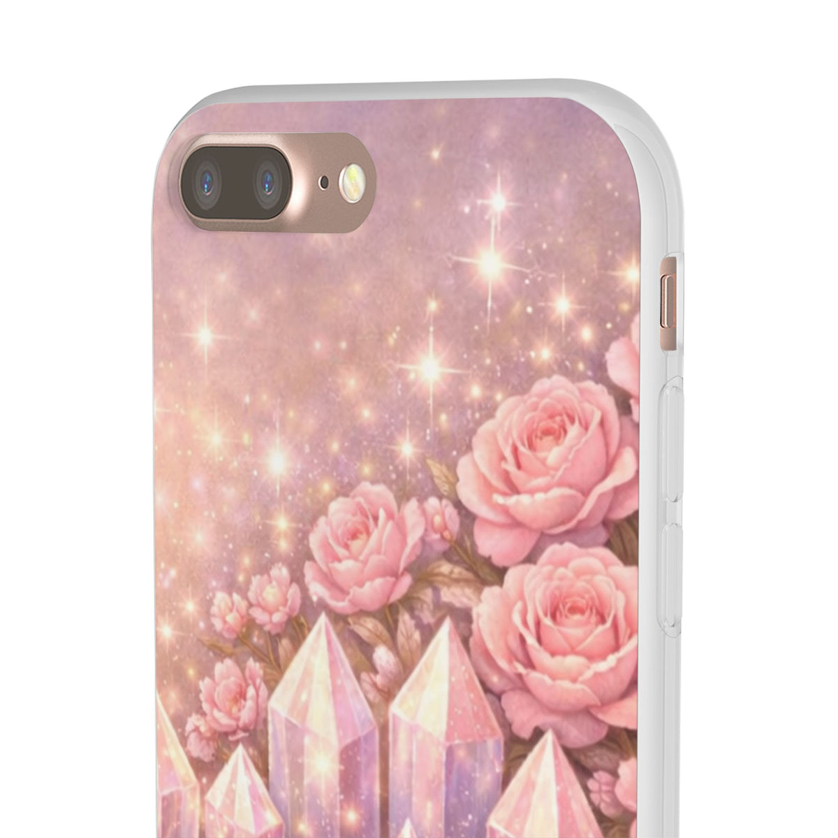 iPhone Case Lemurian Rose Crystal Garden — Sparkling Pastel Floral iPhone Cover