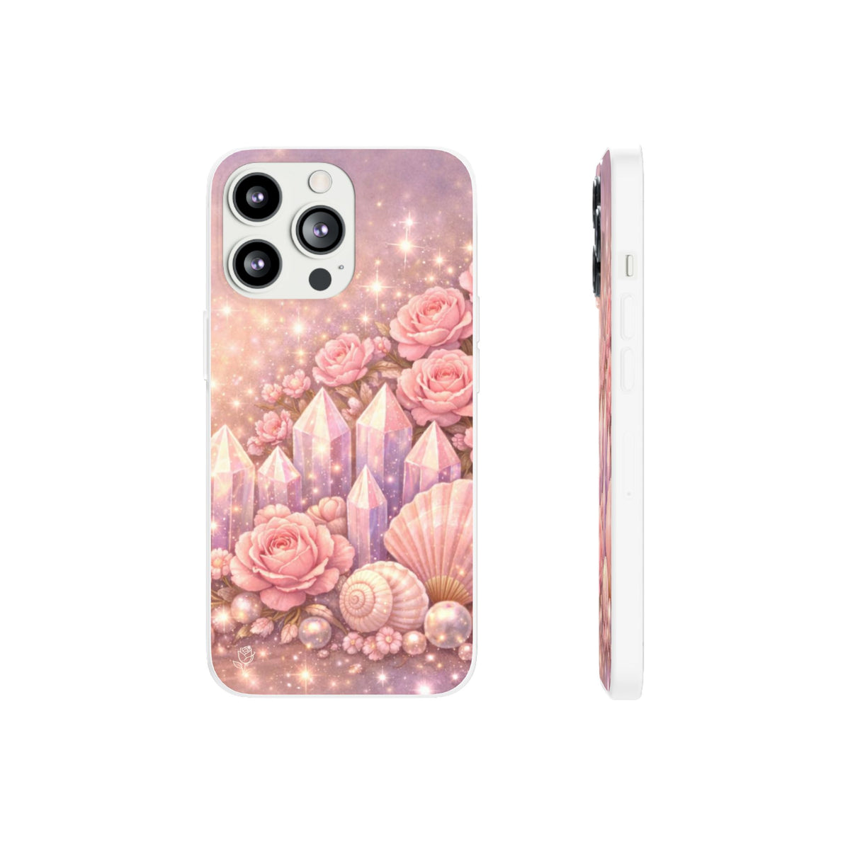 iPhone Case Lemurian Rose Crystal Garden — Sparkling Pastel Floral iPhone Cover