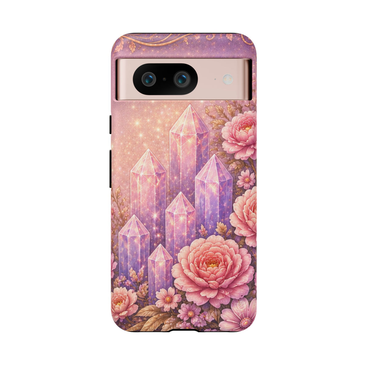 Google Pixel Lilac Quartz Garden Phone Case — Pink Floral Crystal Phone Cover