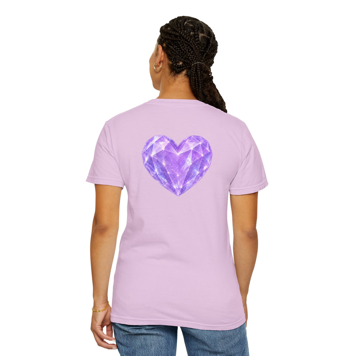 Violet Diamond Crystalline Heart T-Shirt — Purple Gem Graphic Tee
