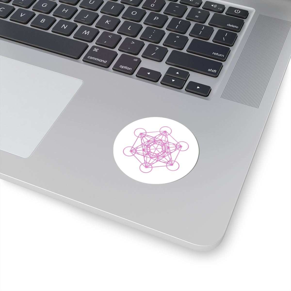 Pink Metatron's Cube Kiss-Cut Sticker — Sacred Geometry Decal
