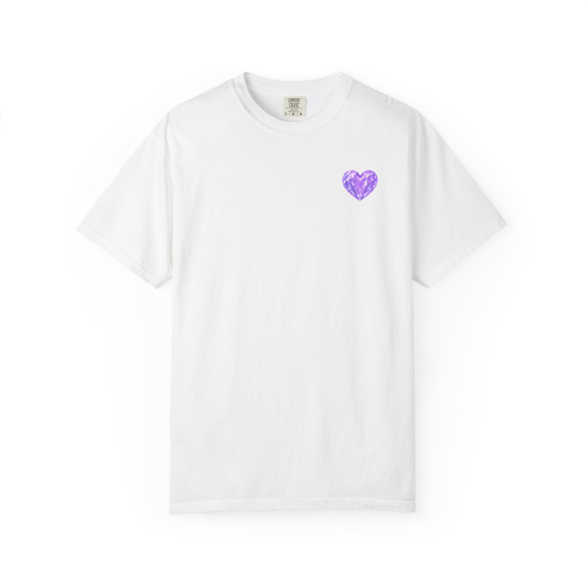 Violet Diamond Crystalline Heart T-Shirt — Purple Gem Graphic Tee