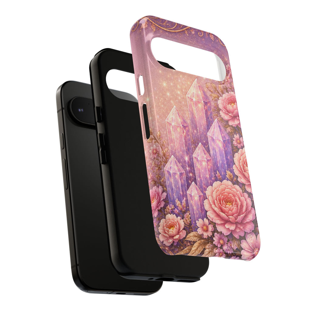 Google Pixel Lilac Quartz Garden Phone Case — Pink Floral Crystal Phone Cover
