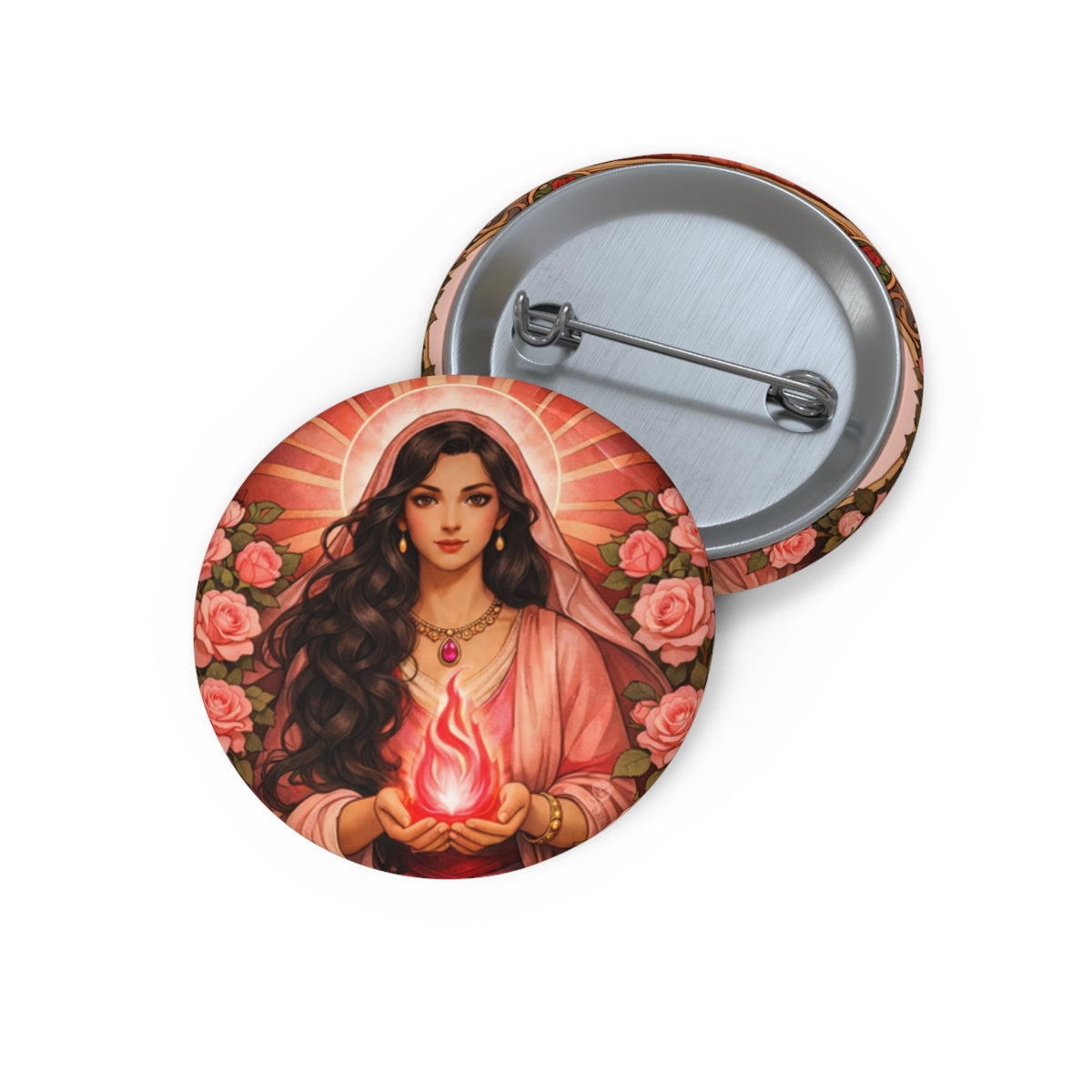 Golden Ruby Flame Pin Button — Master Nada Chohan of the Sixth Ray Badge