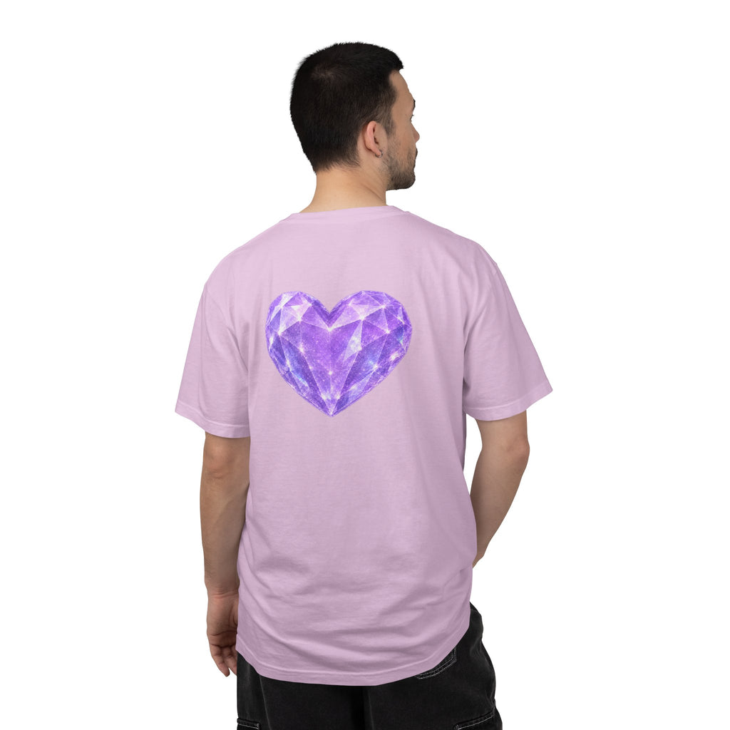 Violet Diamond Crystalline Heart T-Shirt — Purple Gem Graphic Tee