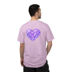 Violet Diamond Crystalline Heart T-Shirt — Purple Gem Graphic Tee