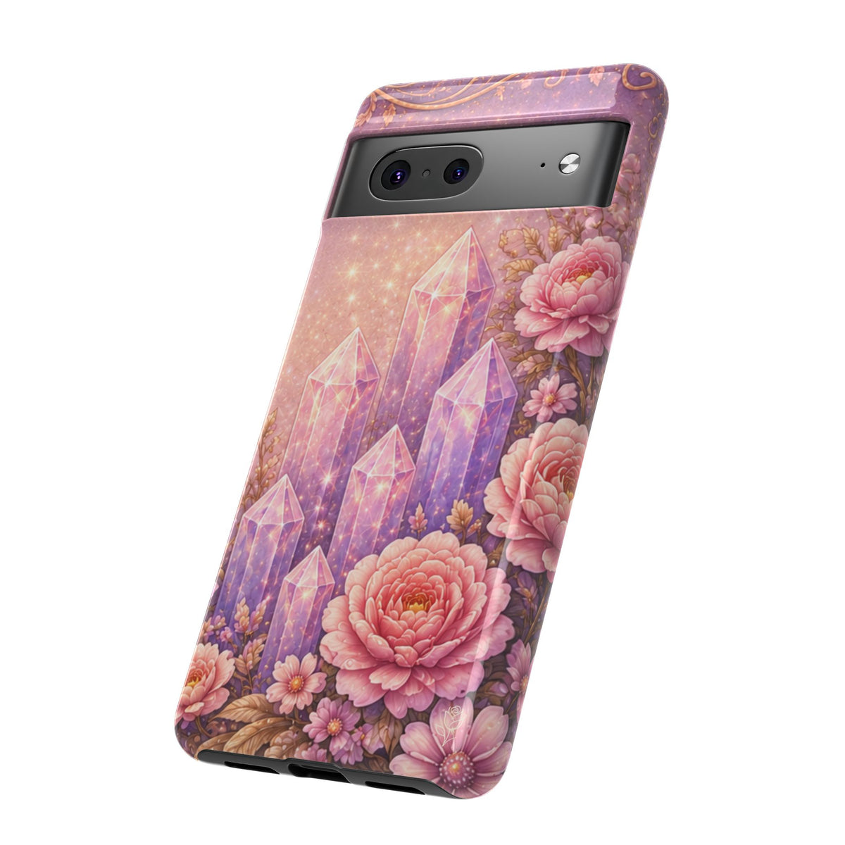 Google Pixel Lilac Quartz Garden Phone Case — Pink Floral Crystal Phone Cover