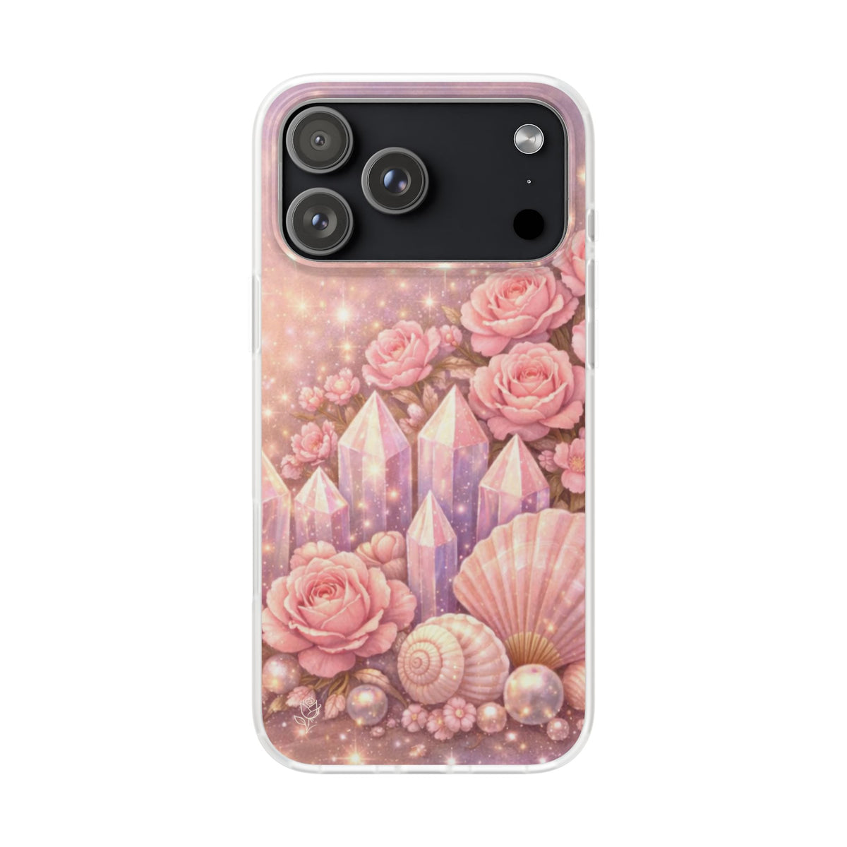 iPhone Case Lemurian Rose Crystal Garden — Sparkling Pastel Floral iPhone Cover