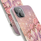 iPhone Case Lemurian Rose Crystal Garden — Sparkling Pastel Floral iPhone Cover