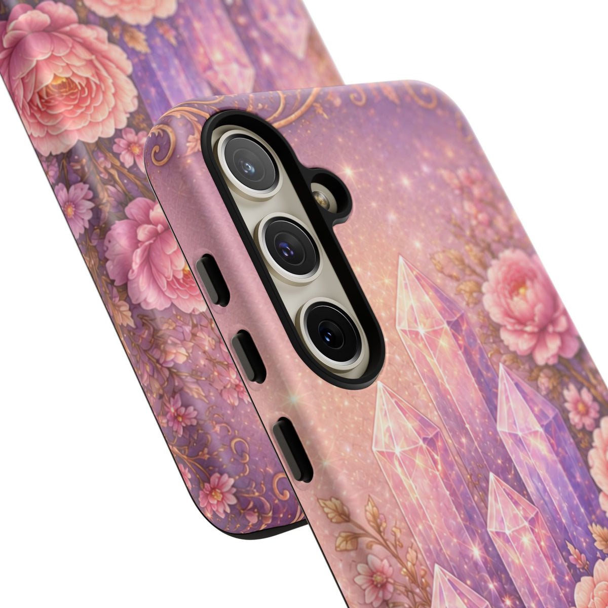Samsung Galaxy Crystal Garden Phone Case — Pink Floral Crystal Phone Cover