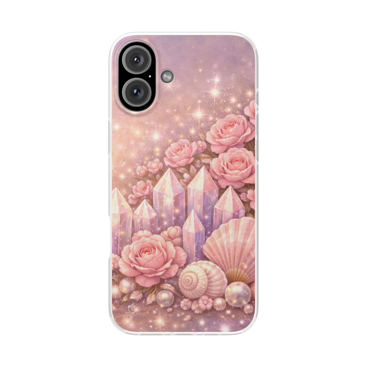 iPhone Case Lemurian Rose Crystal Garden — Sparkling Pastel Floral iPhone Cover