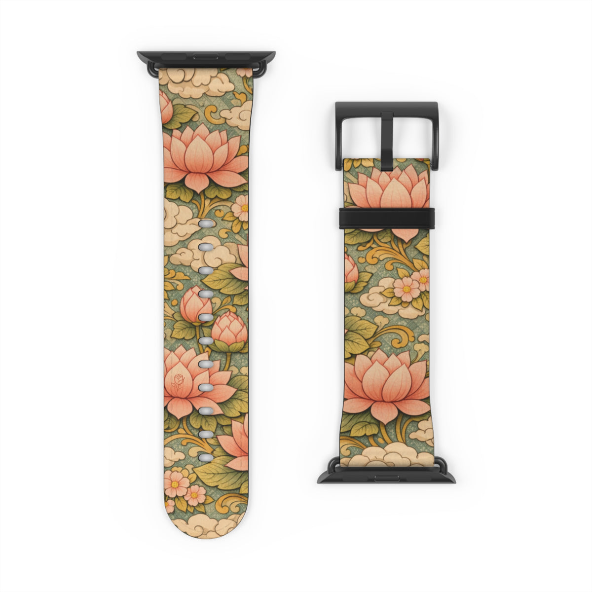 Bodhisattva Kuan Yin's Lotus Garden iWatch Band — Kwan Yin (Chenrezig) Vintage Lotus Pattern Strap for Apple Watch
