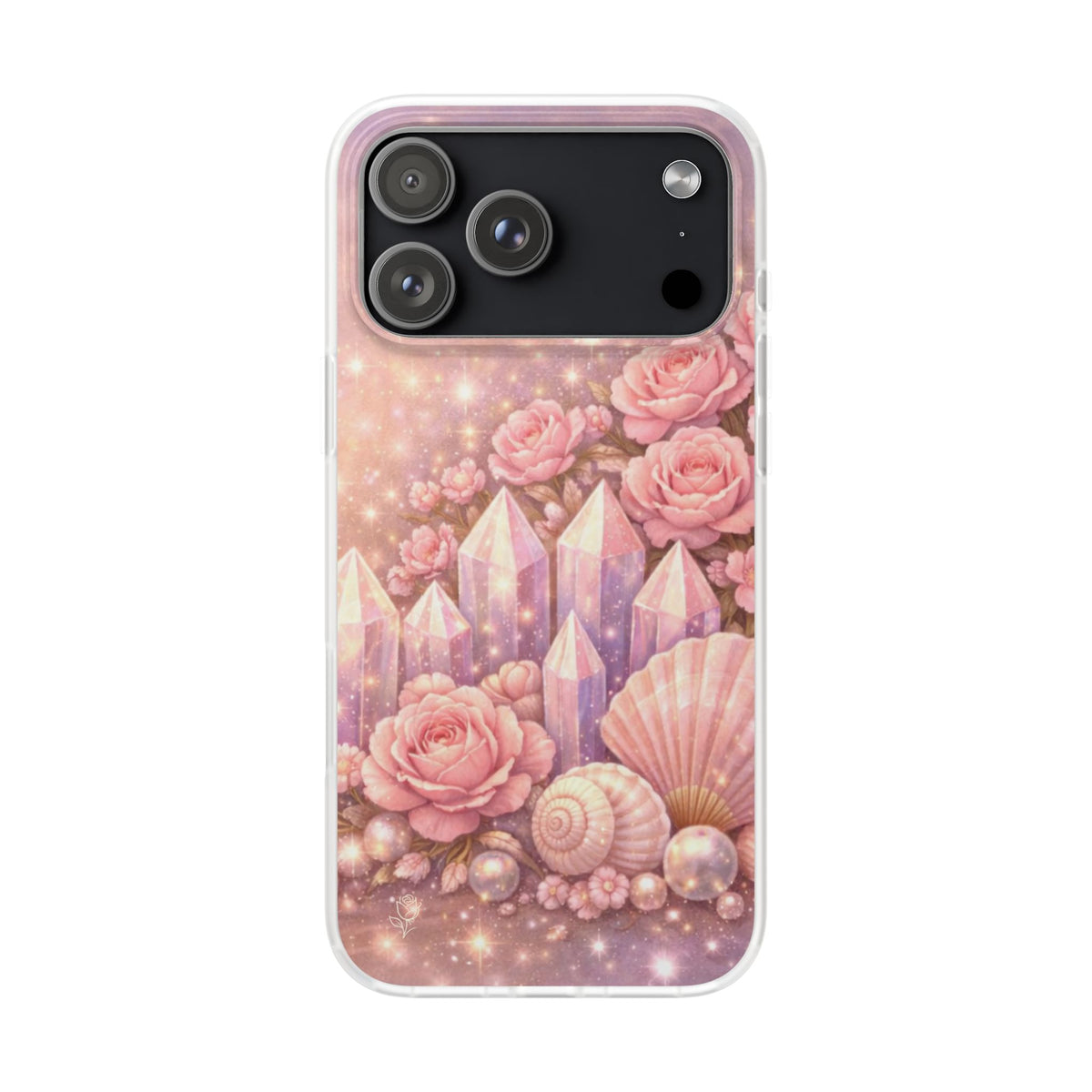 iPhone Case Lemurian Rose Crystal Garden — Sparkling Pastel Floral iPhone Cover
