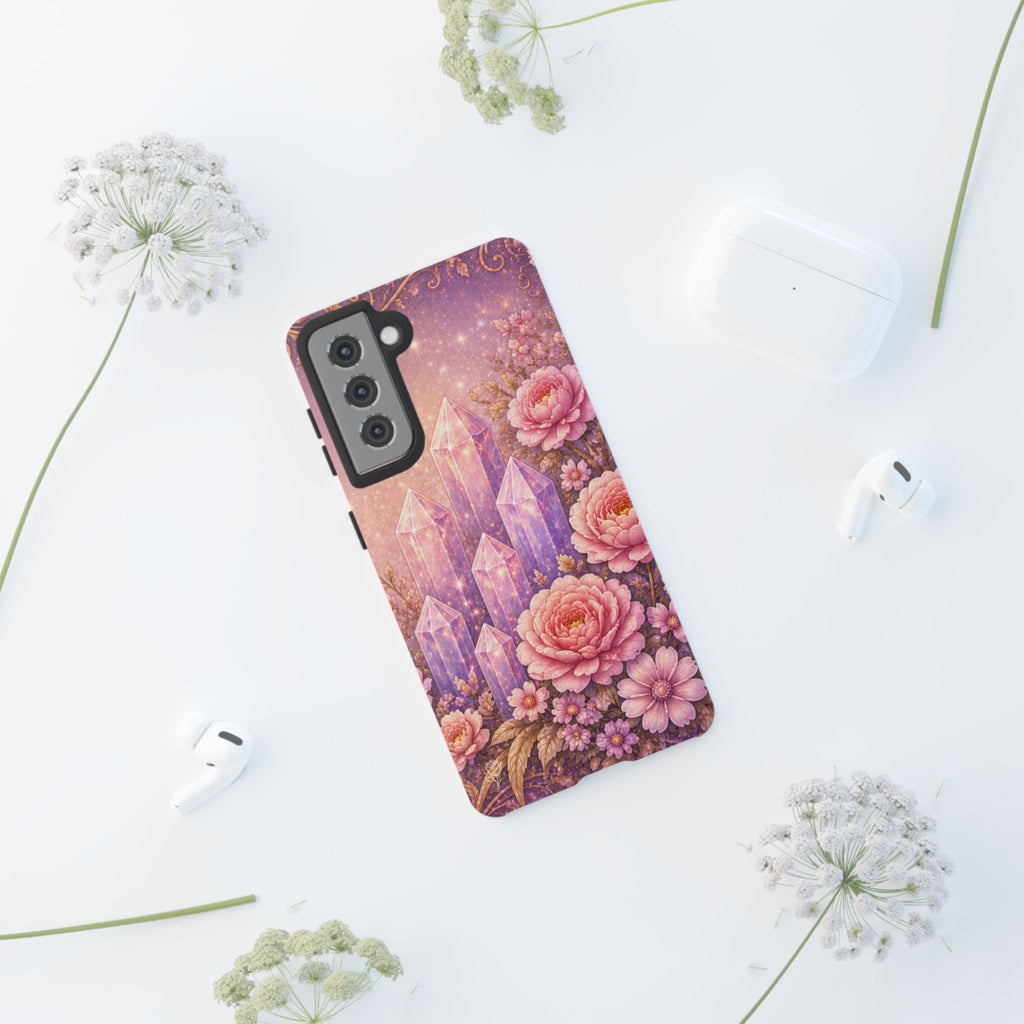 Samsung Galaxy Crystal Garden Phone Case — Pink Floral Crystal Phone Cover