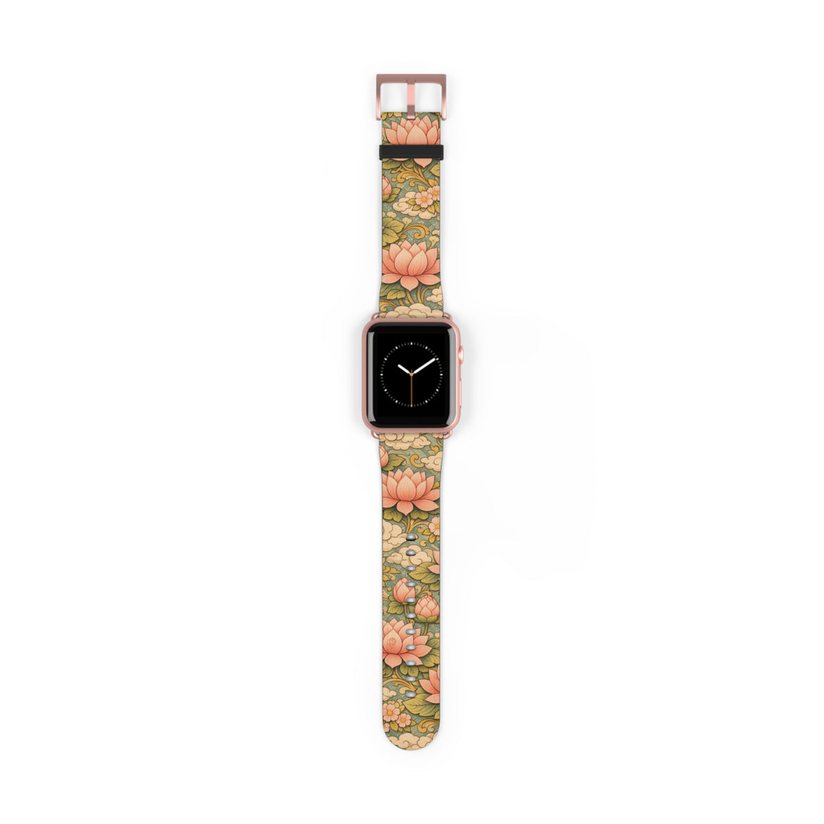 Bodhisattva Kuan Yin's Lotus Garden iWatch Band — Kwan Yin (Chenrezig) Vintage Lotus Pattern Strap for Apple Watch