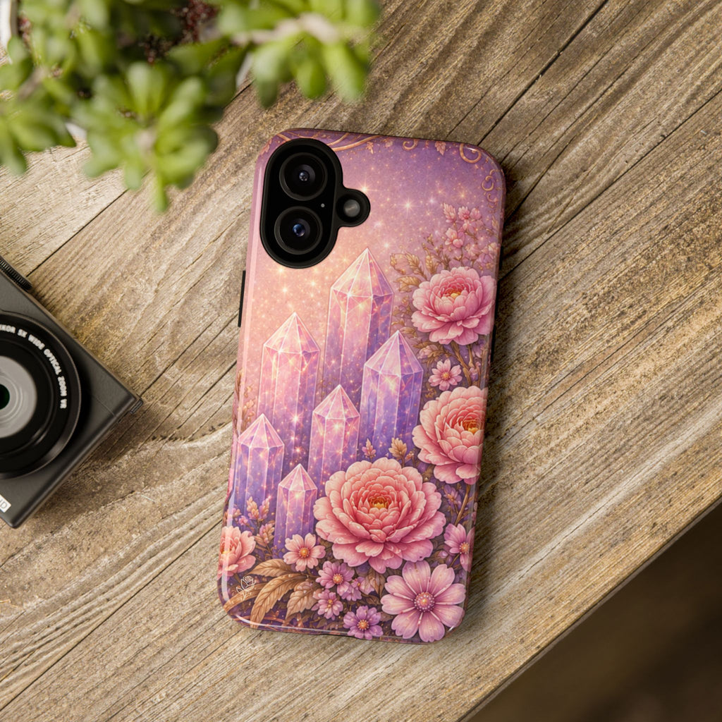 Lilac Quartz Garden Phone Case — Pink Floral Gemstone iPhone Cover