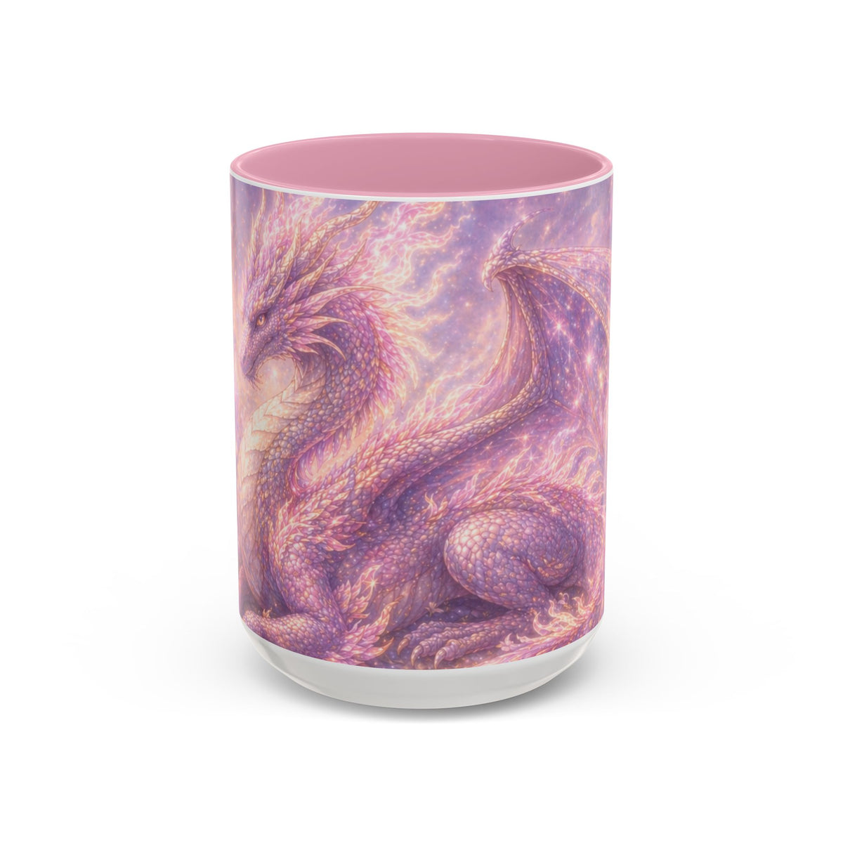 Lilac Fire Dragon Mug — 11oz/15oz Colorful Ceramic Coffee Cup