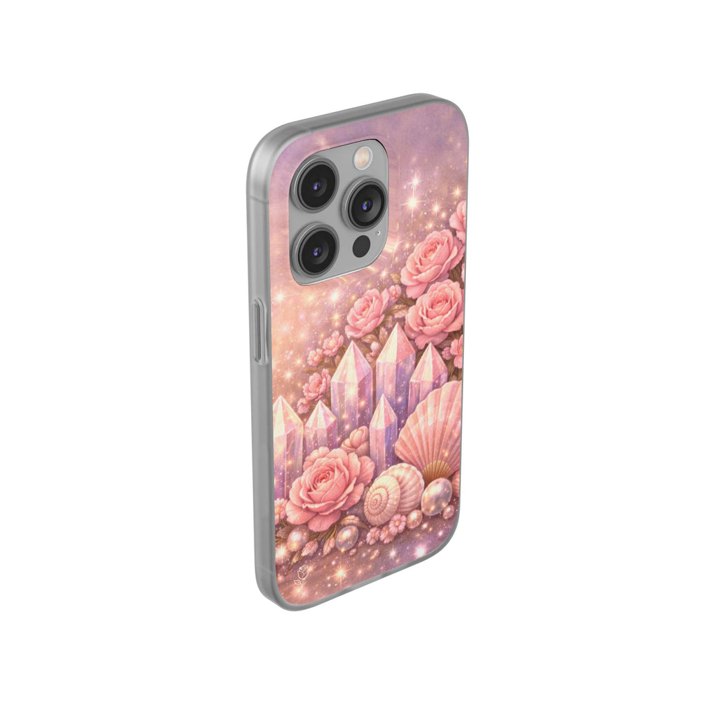 iPhone Case Lemurian Rose Crystal Garden — Sparkling Pastel Floral iPhone Cover