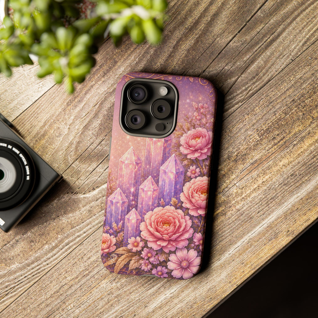 Lilac Quartz Garden Phone Case — Pink Floral Gemstone iPhone Cover