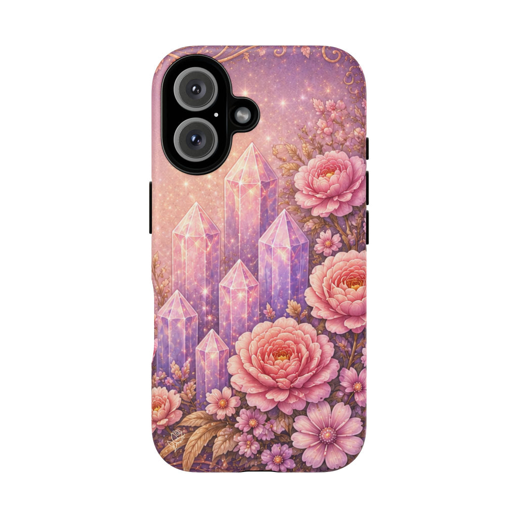 Lilac Quartz Garden Phone Case — Pink Floral Gemstone iPhone Cover