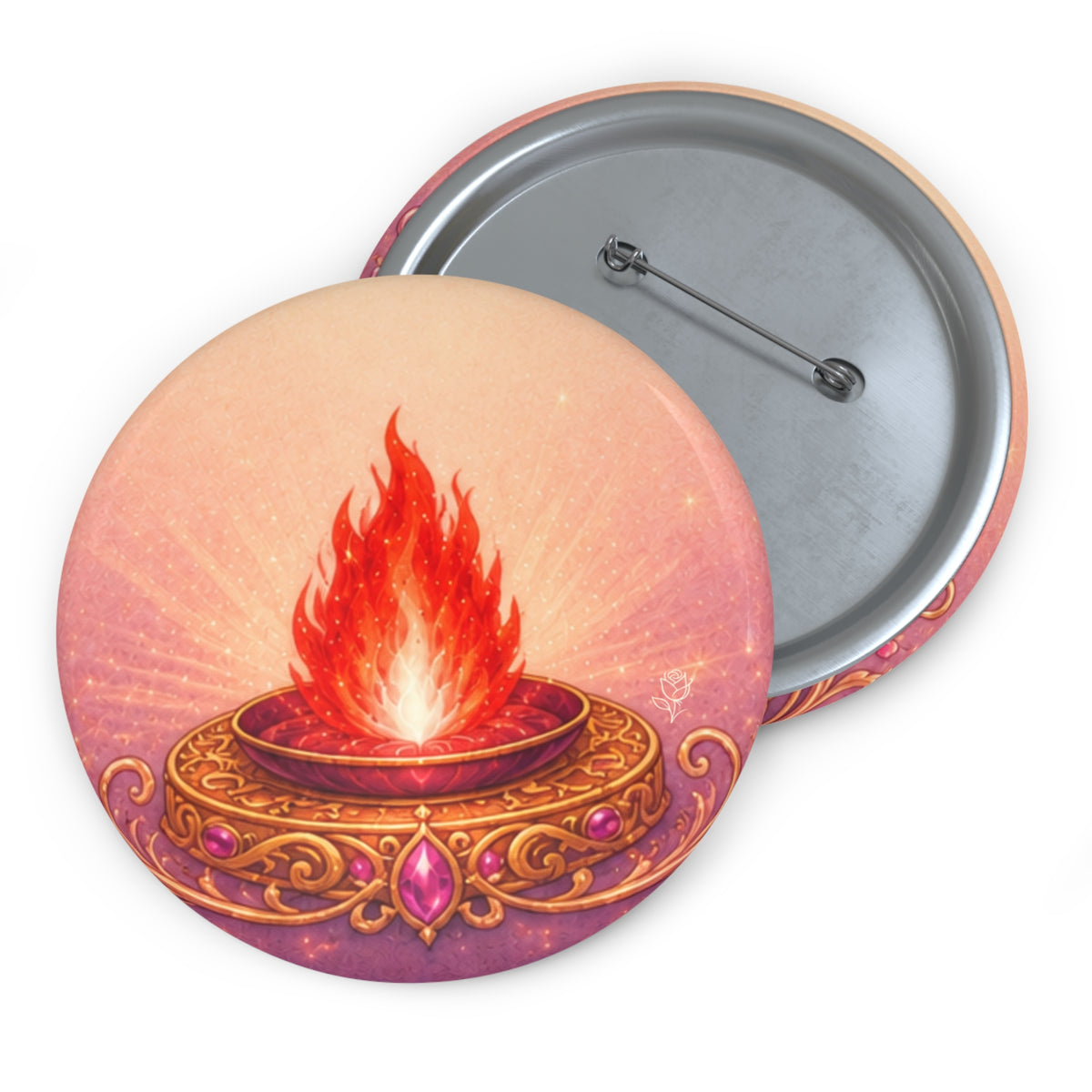 The Flame of Awakening Pin Button — Decorative Enamel-style Badge