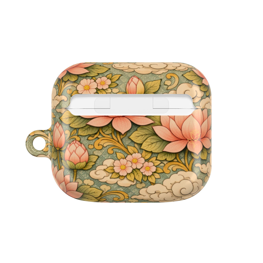 Bodhisattva Kwan Yin's Lotus AirPod Case — Vintage Botanical Pattern Protective Cover