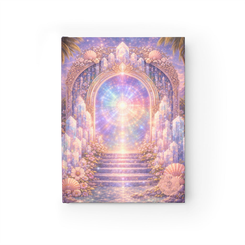 Lemurian Crystal Portal Journal — Blank (Unlined) Pages — Pastel Crystal Stairway Guided Notebook