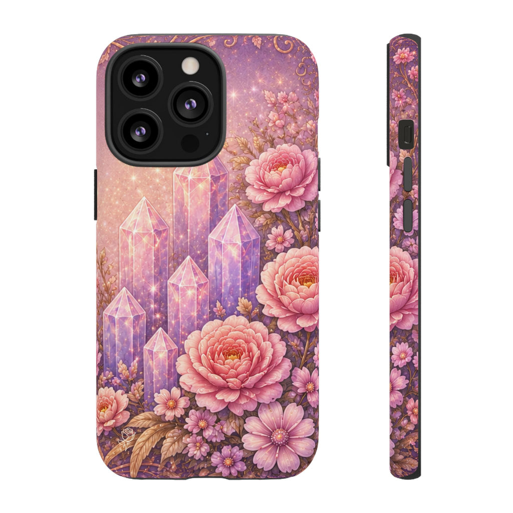 Lilac Quartz Garden Phone Case — Pink Floral Gemstone iPhone Cover