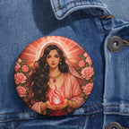 Golden Ruby Flame Pin Button — Master Nada Chohan of the Sixth Ray Badge