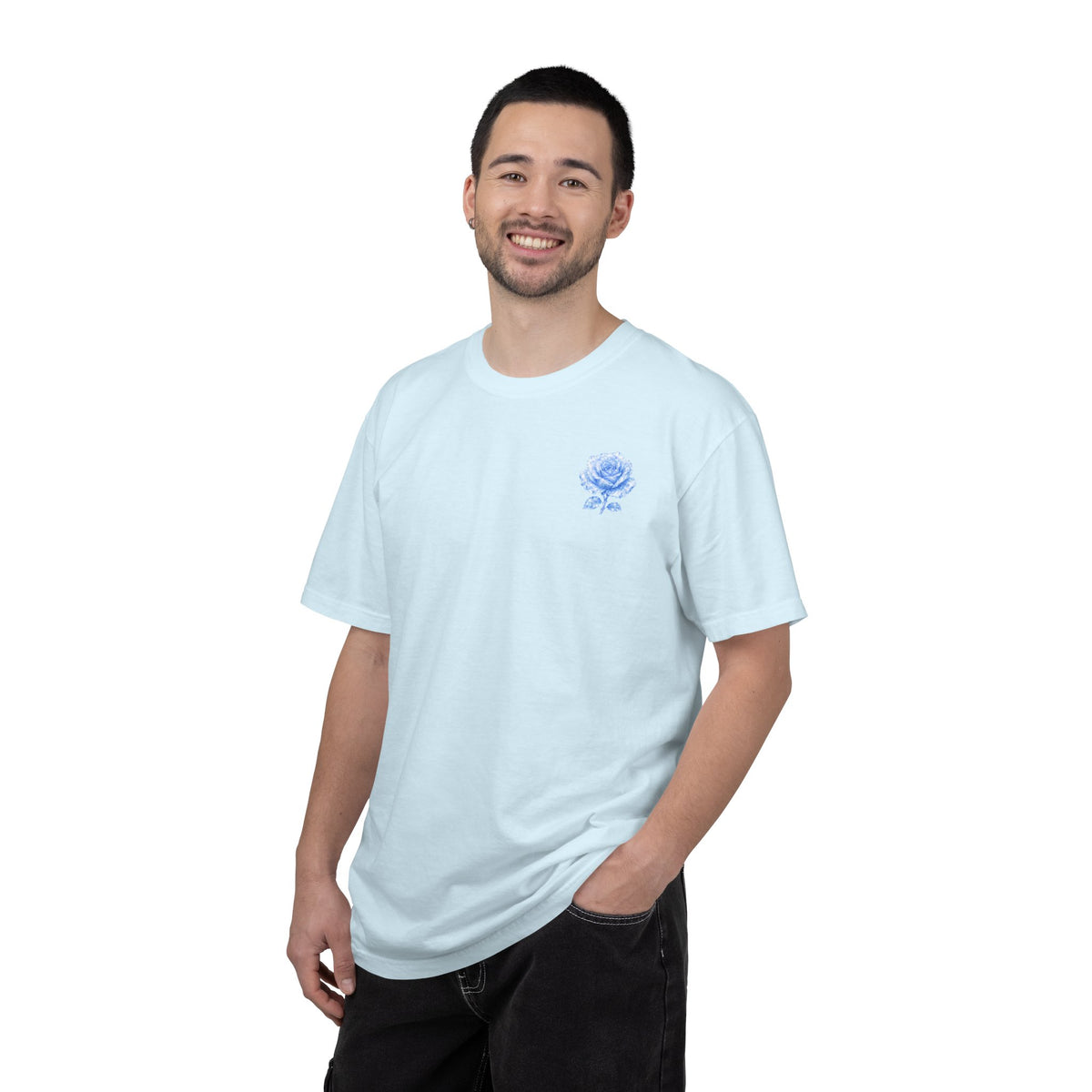 Celestite Rose Crystal Graphic T-Shirt — Chest & Back Floral Print