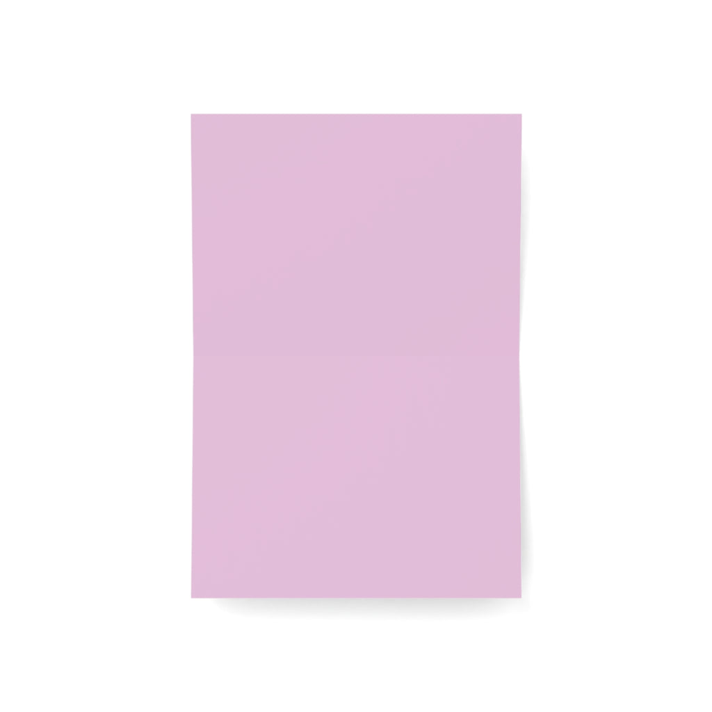Lilac Fire Dragon Greeting Card — Pastel Floral Dragon Art Folded Note Cards (1/10/30/50-pack)