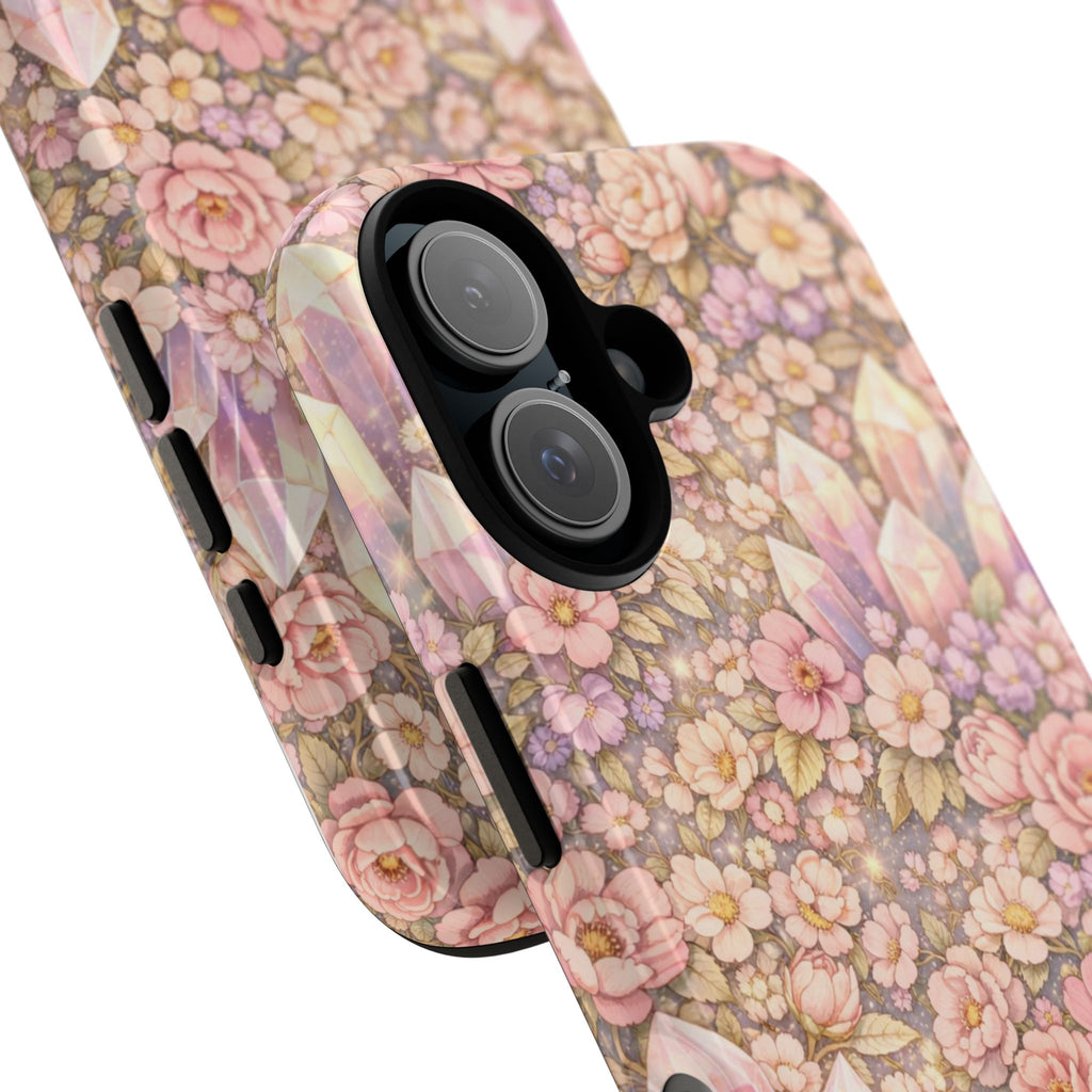 iPhone Case — Angelic Crystal Garden Phone Case — Pink Floral Quartz Protective Cover