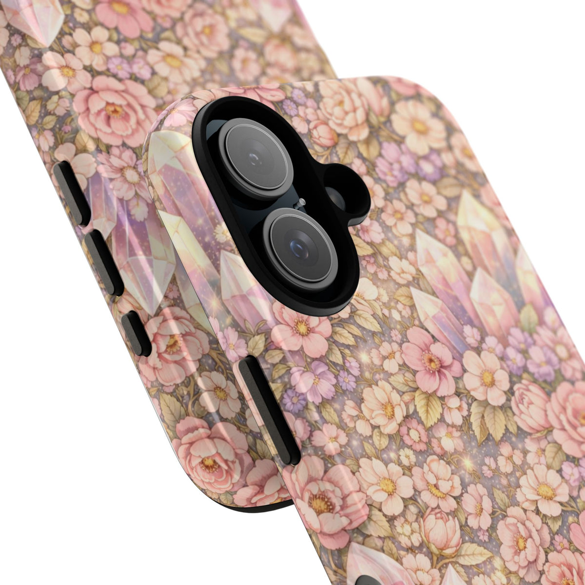 iPhone Case — Angelic Crystal Garden Phone Case — Pink Floral Quartz Protective Cover