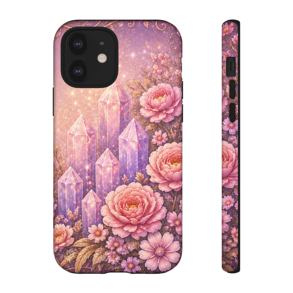 Lilac Quartz Garden Phone Case — Pink Floral Gemstone iPhone Cover