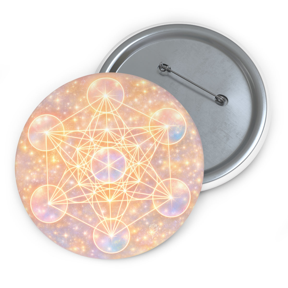 Metatron's Cube Pin Button — Sacred Geometry Badge (Spiritual, New Age Gift)