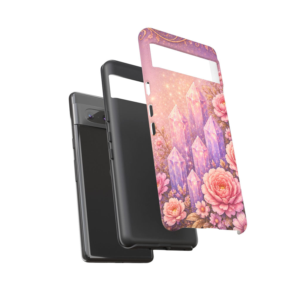 Google Pixel Lilac Quartz Garden Phone Case — Pink Floral Crystal Phone Cover