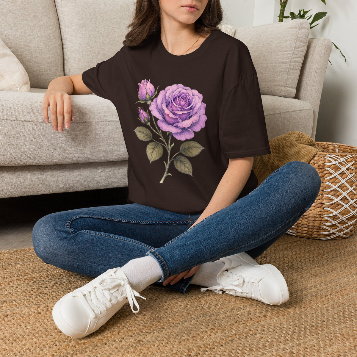 Vintage Purple Rose Floral T-Shirt — Master Portia's Rose Tee — The Sisterhood of The Rose