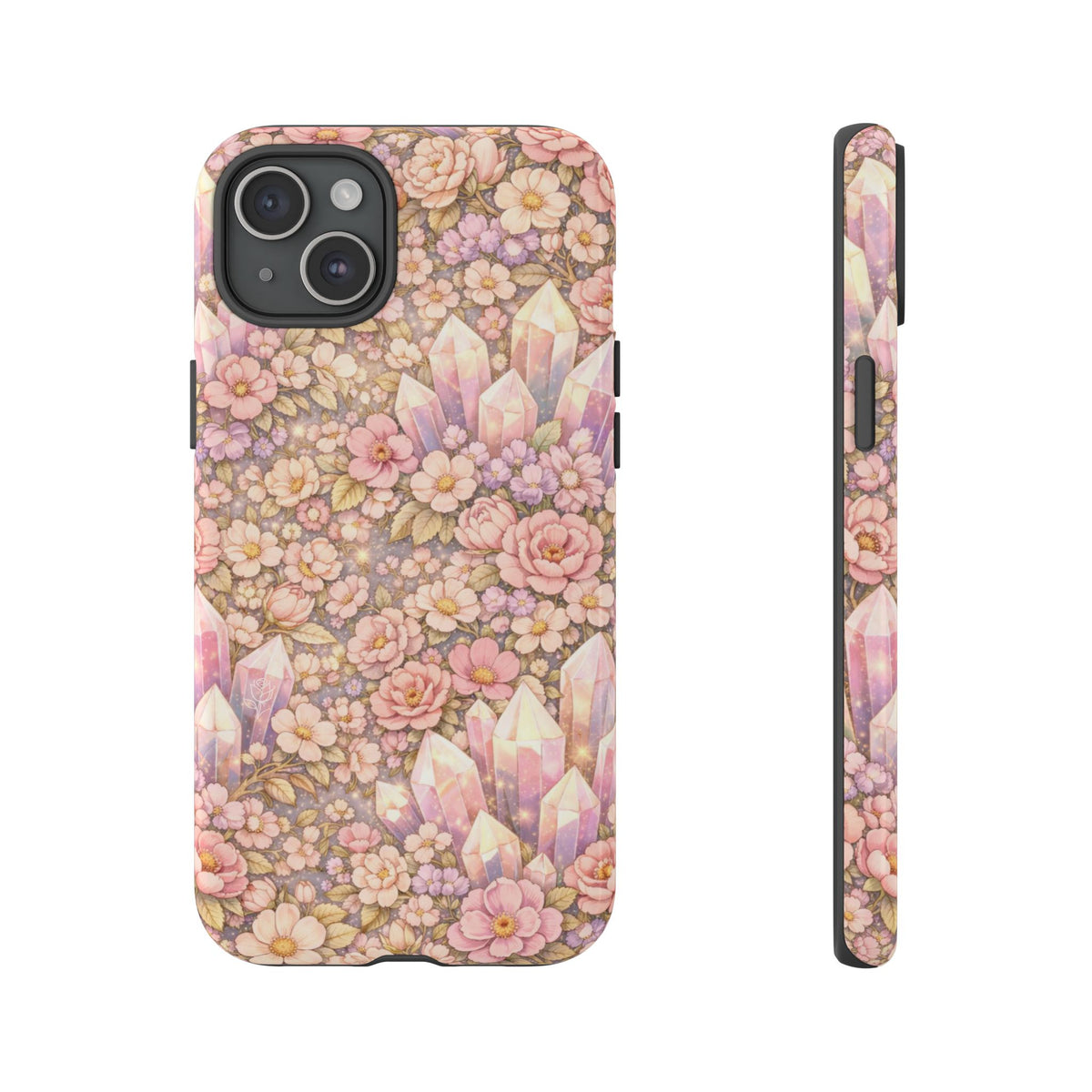 iPhone Case — Angelic Crystal Garden Phone Case — Pink Floral Quartz Protective Cover