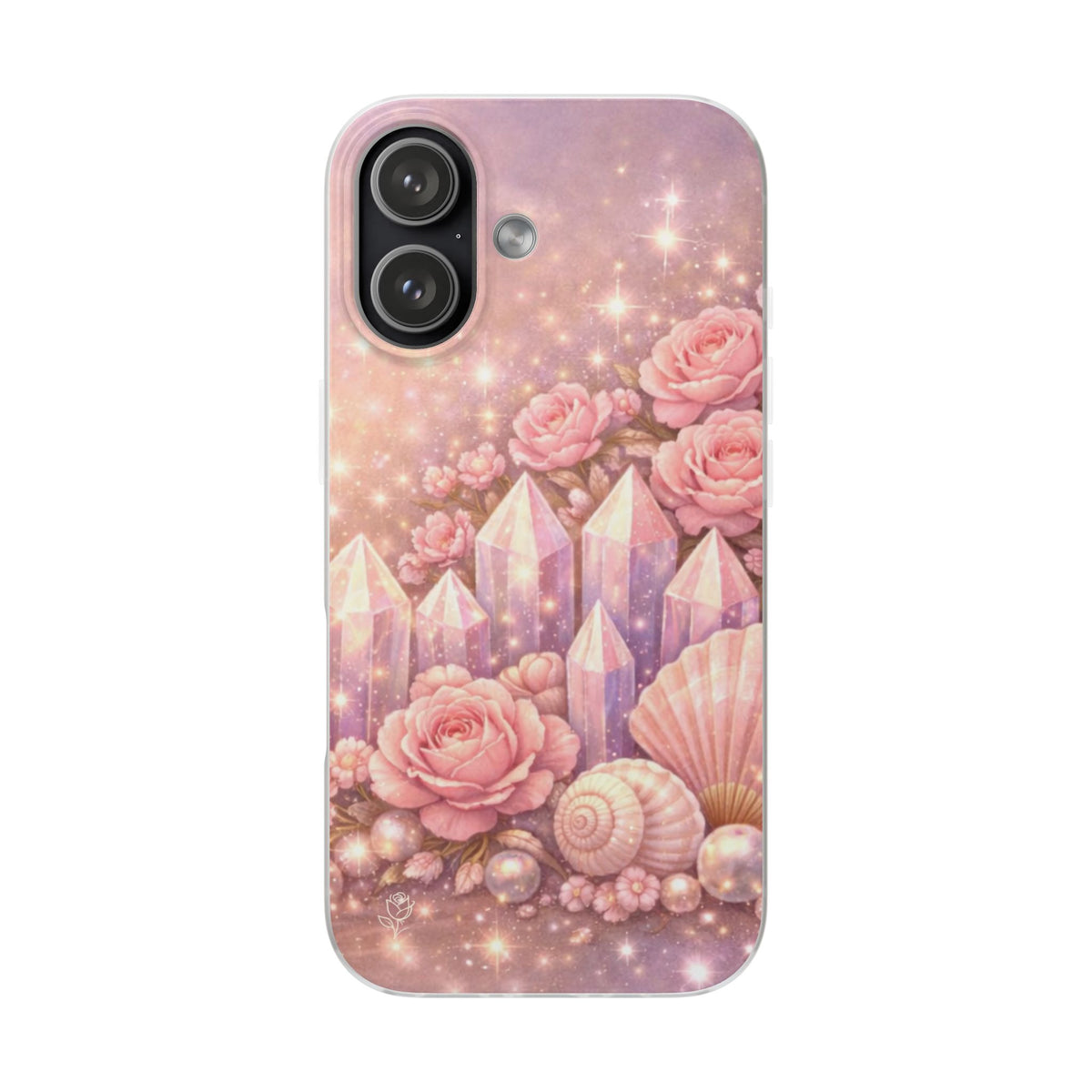 iPhone Case Lemurian Rose Crystal Garden — Sparkling Pastel Floral iPhone Cover