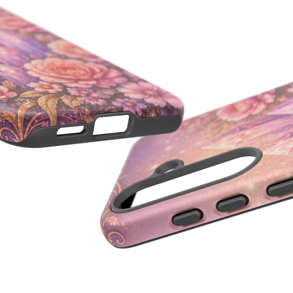 Samsung Galaxy Crystal Garden Phone Case — Pink Floral Crystal Phone Cover