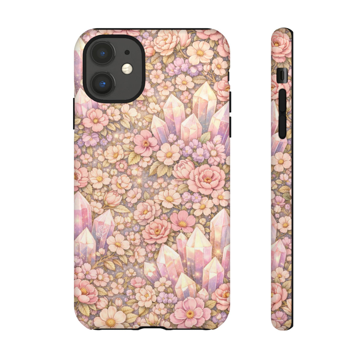 iPhone Case — Angelic Crystal Garden Phone Case — Pink Floral Quartz Protective Cover