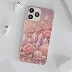 iPhone Case Lemurian Rose Crystal Garden — Sparkling Pastel Floral iPhone Cover